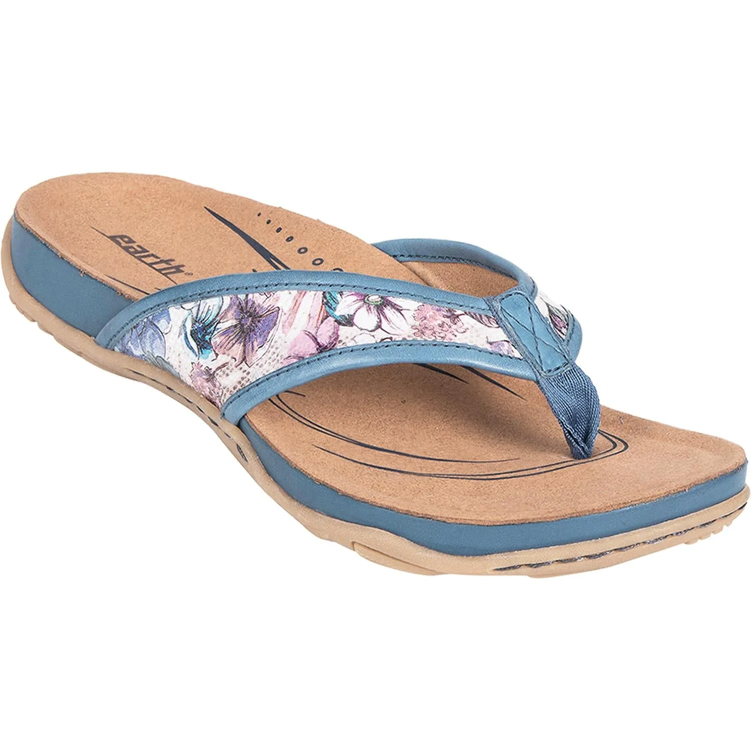 Women's Earth Maya Blue Floral Print Leather