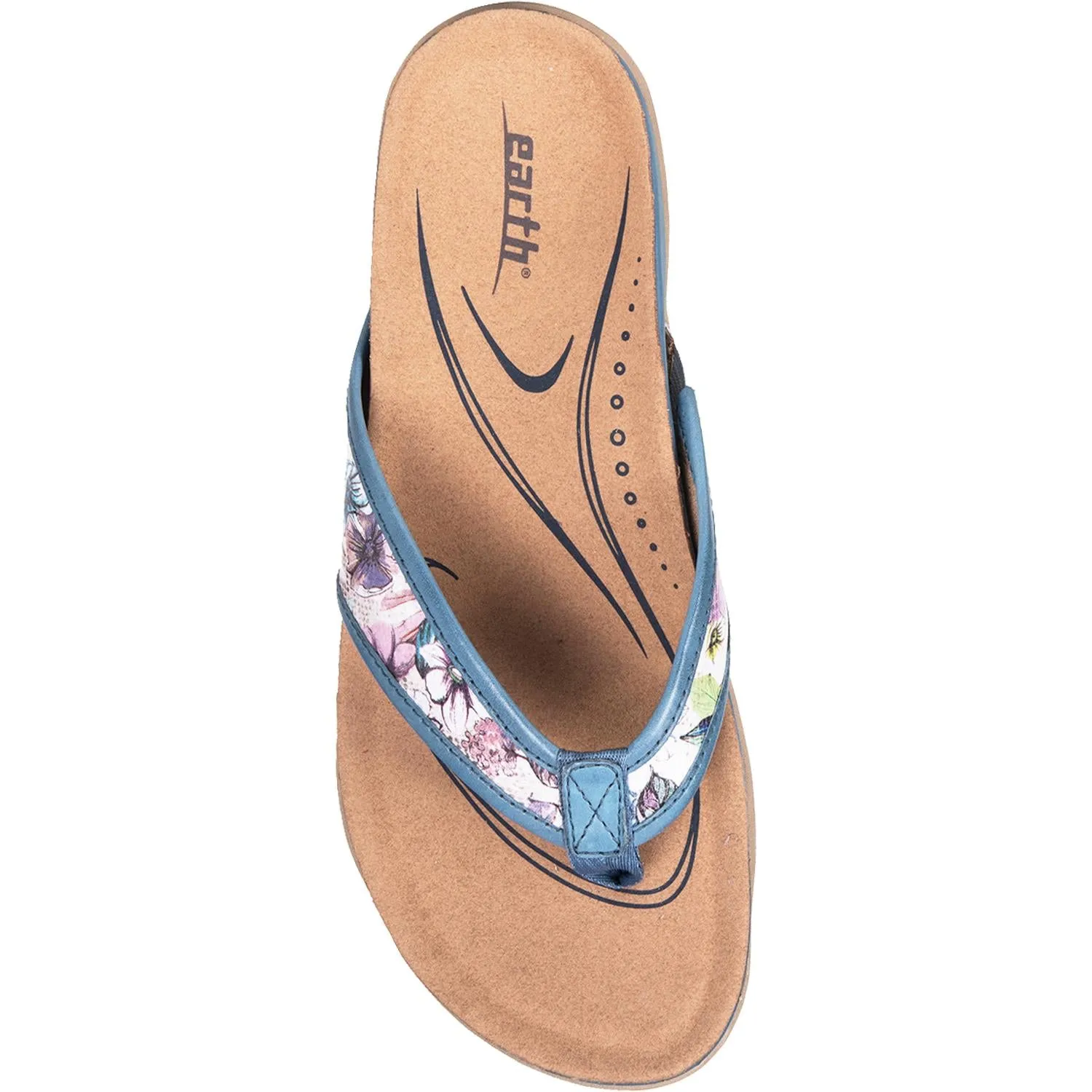 Women's Earth Maya Blue Floral Print Leather