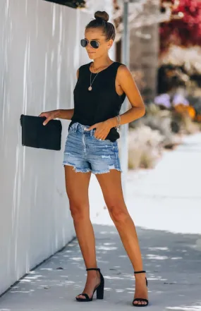 Women's Irregular Burlap Denim Shorts