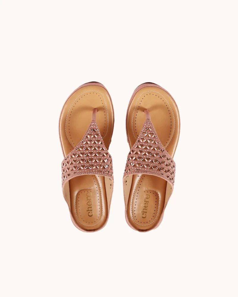 Women's Pink Embellished Super Cushioned Sandals