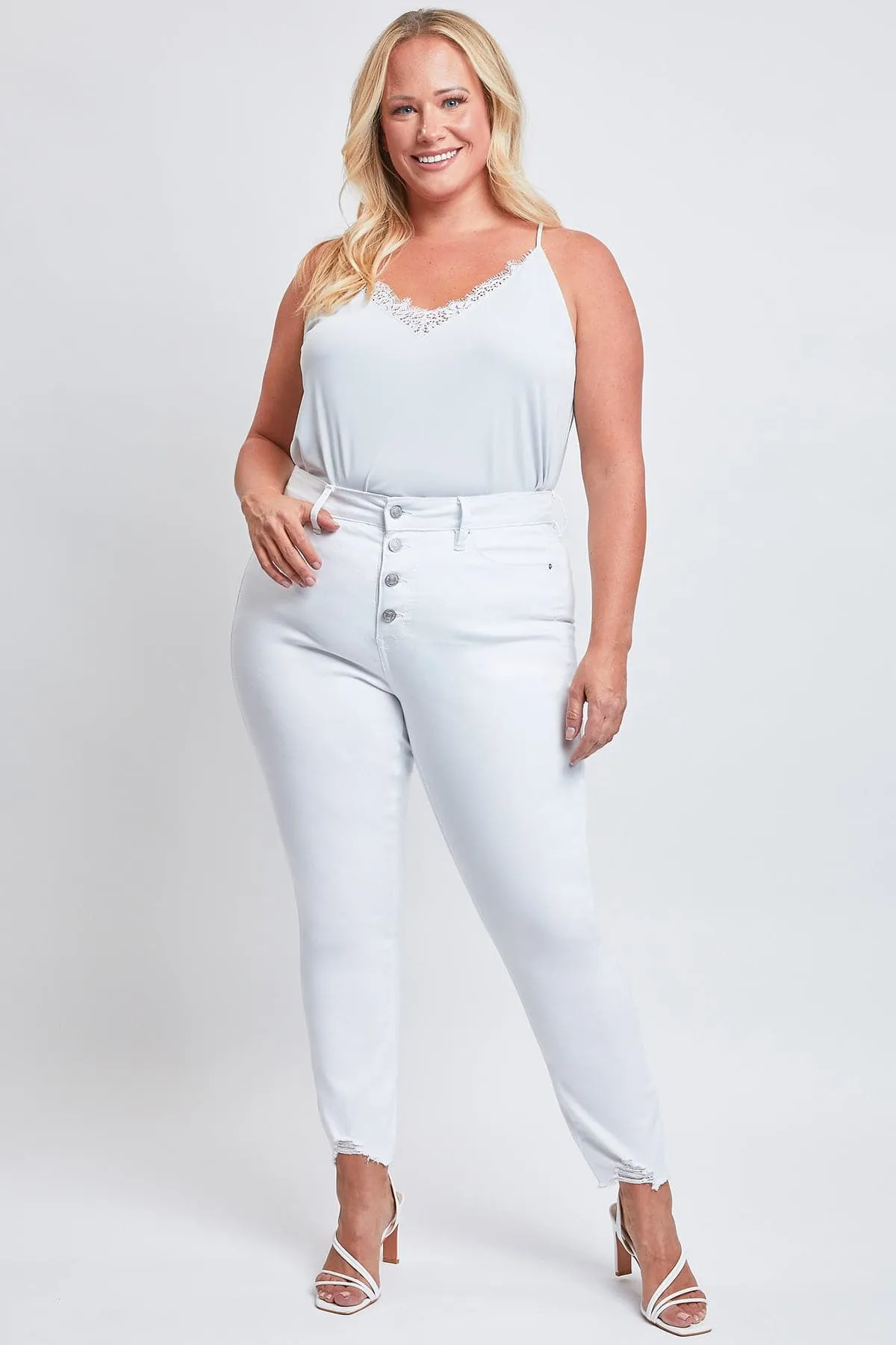 Women's Plus Size Sustainable Button Fly Skinny Jeans