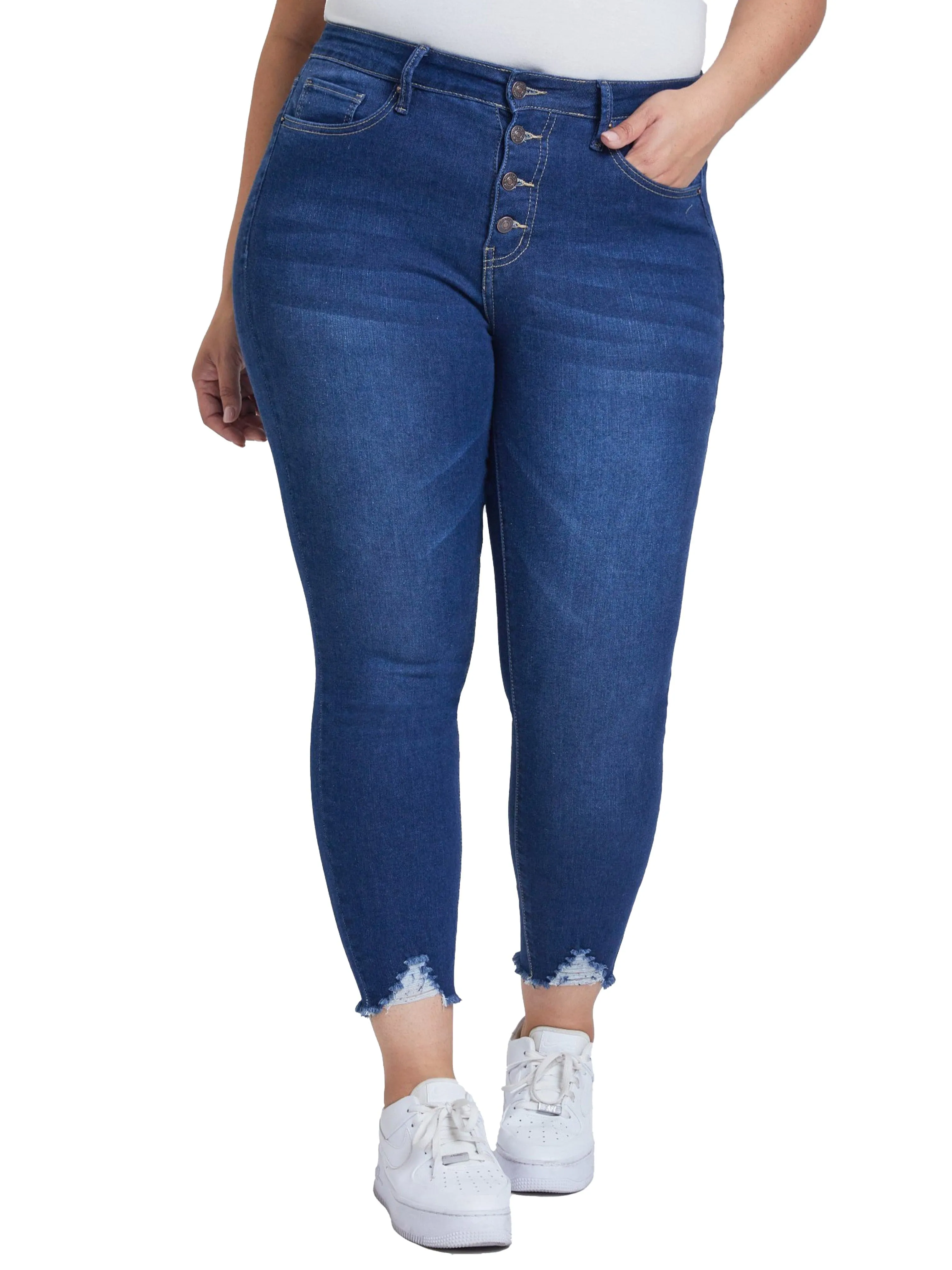 Women's Plus Size Sustainable Button Fly Skinny Jeans