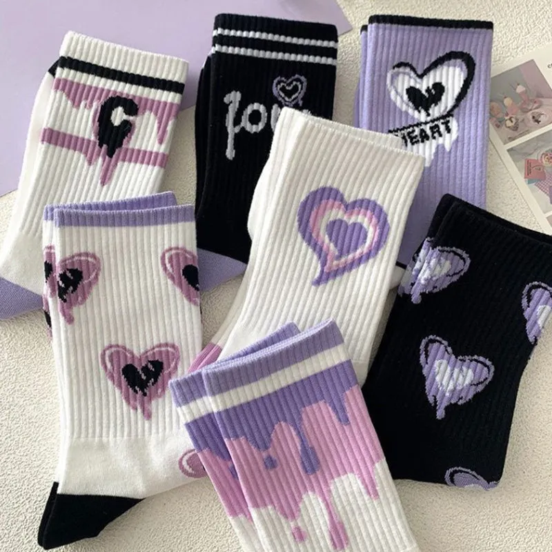 Y2K Purple Heart Socks