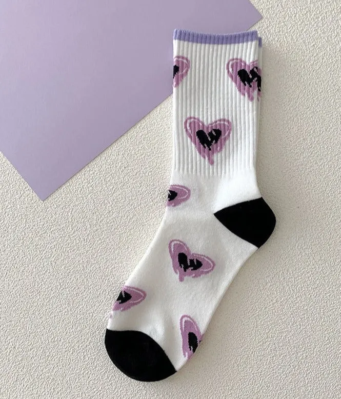 Y2K Purple Heart Socks